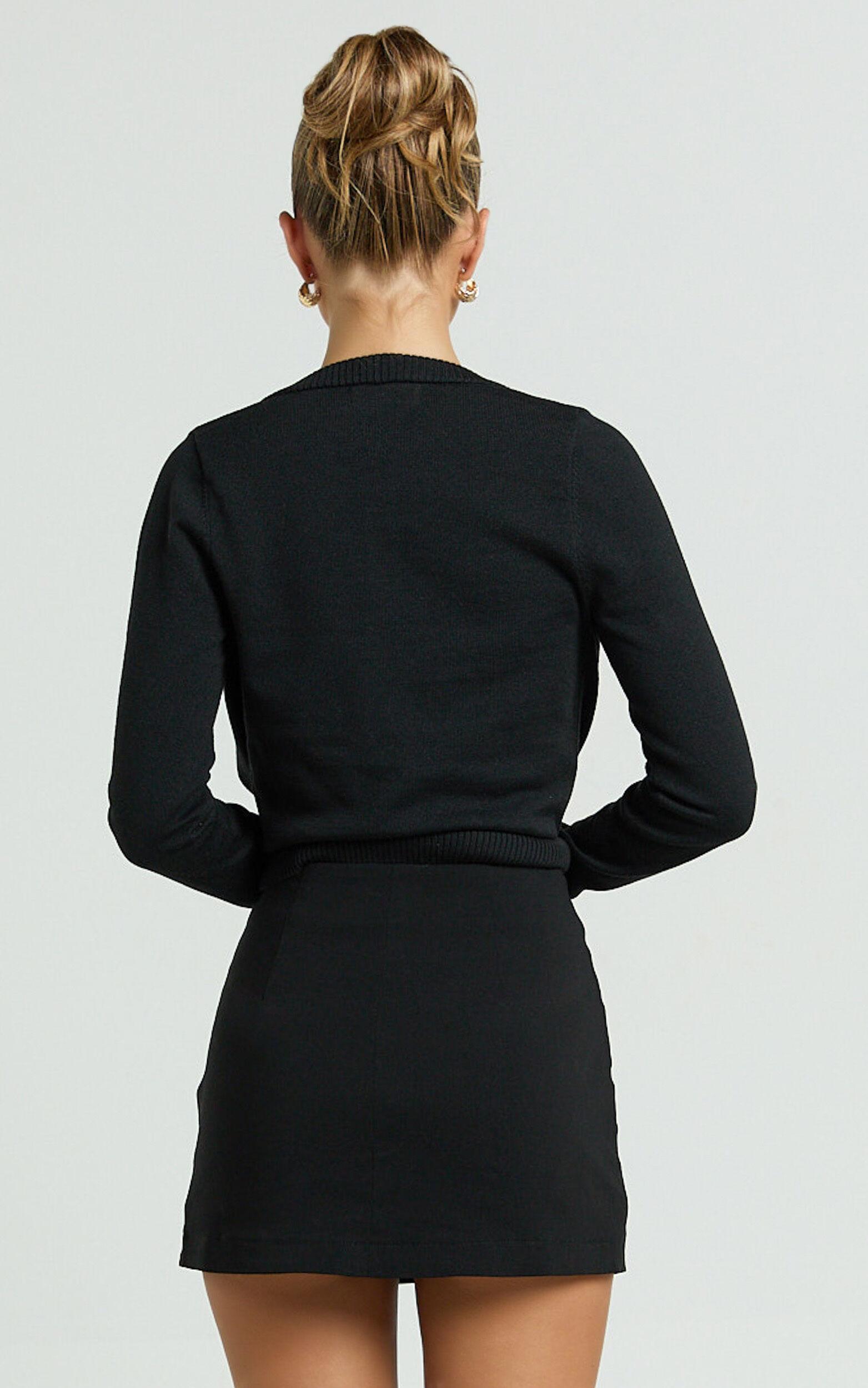 Allie Skort - High Waisted Thigh Split Mini Skort in Black Product Image