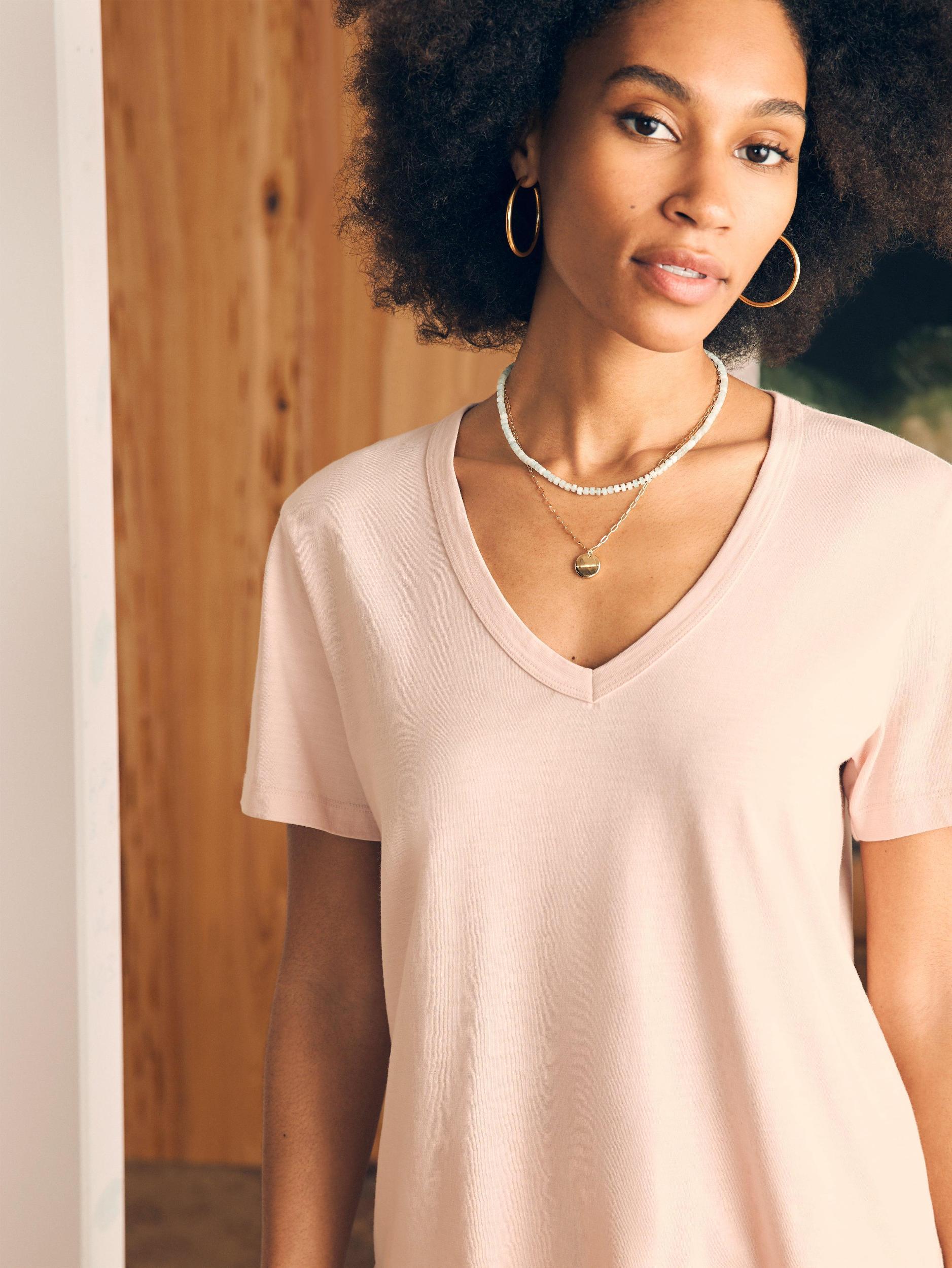 Sunwashed V-Neck Tee - Peach Whip Female Product Image
