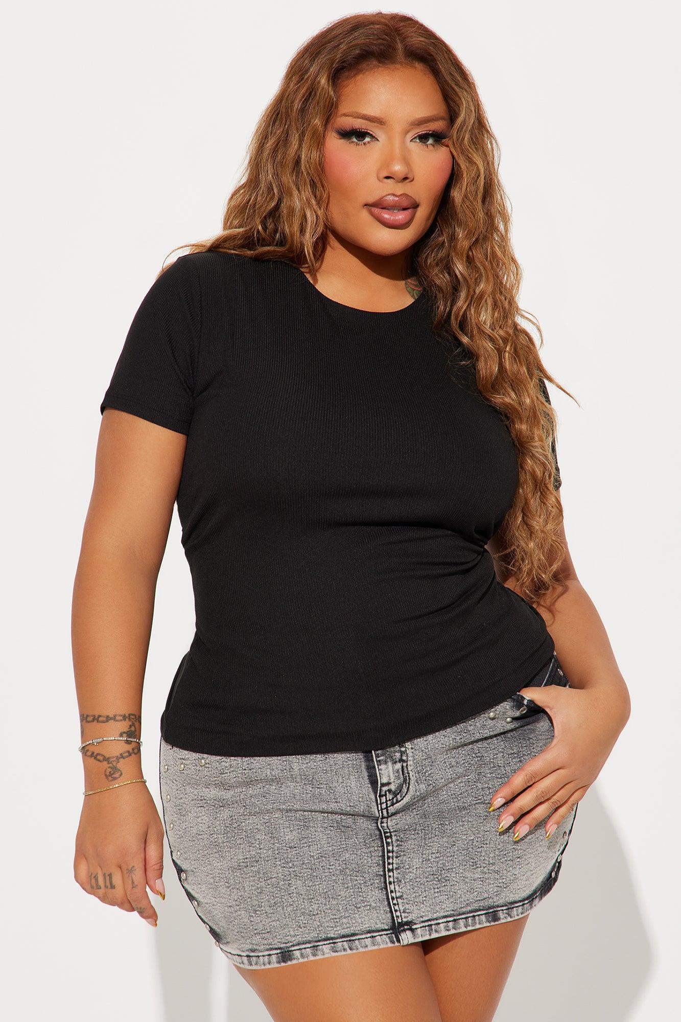 Chloe Crew Neck Short Sleeve Tee - Black Product Image