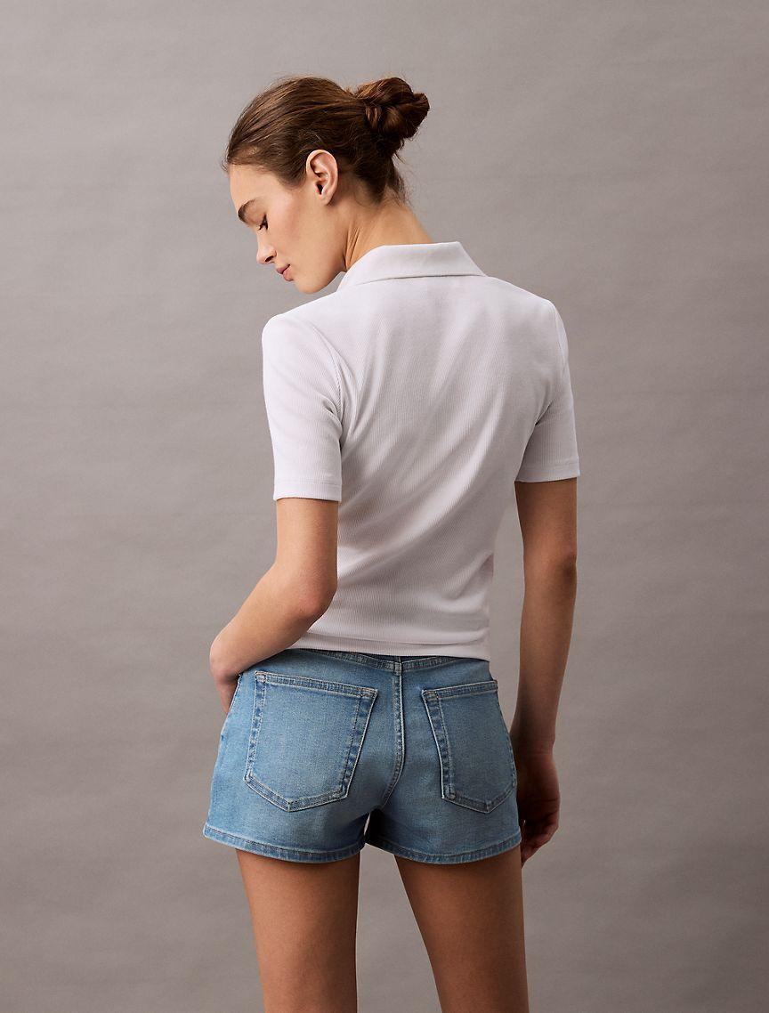 High Rise Denim Mini Shorts Product Image
