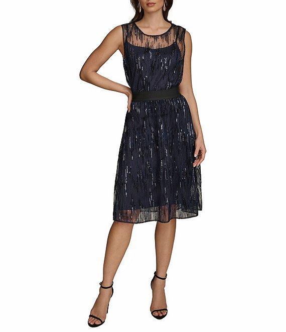 Donna Karan Sequin Mesh A-Line Skirt Product Image
