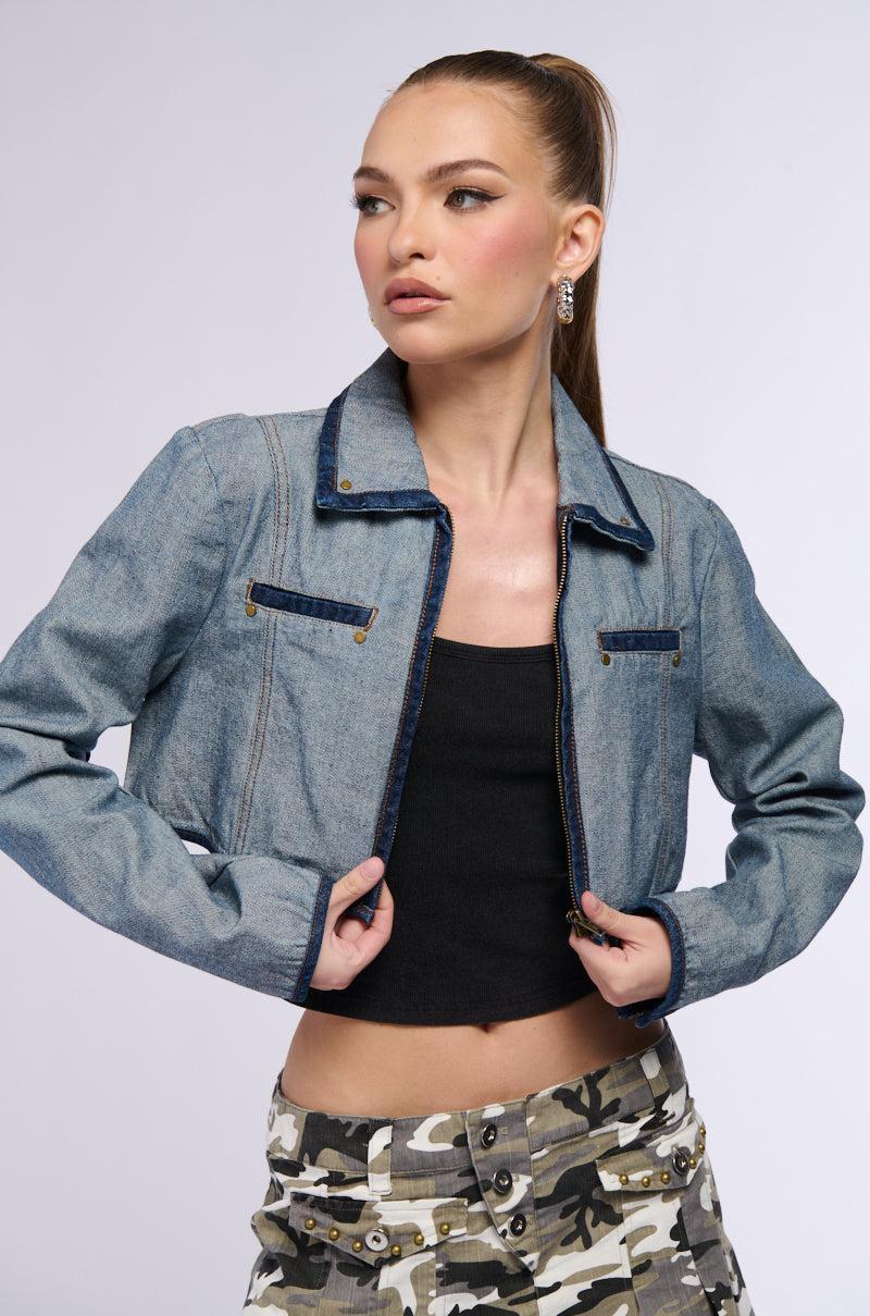 INSIDE OUT DENIM CROP JACKET Product Image