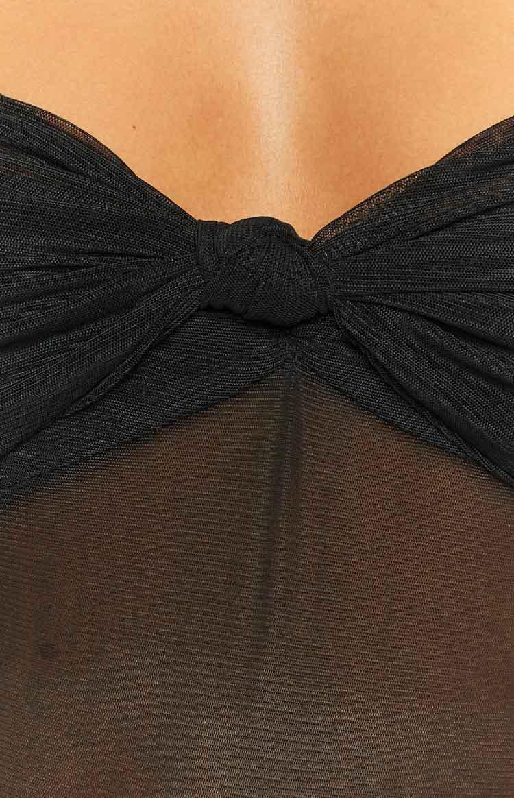 Cheyenne Black Tie Front Mesh Top Product Image