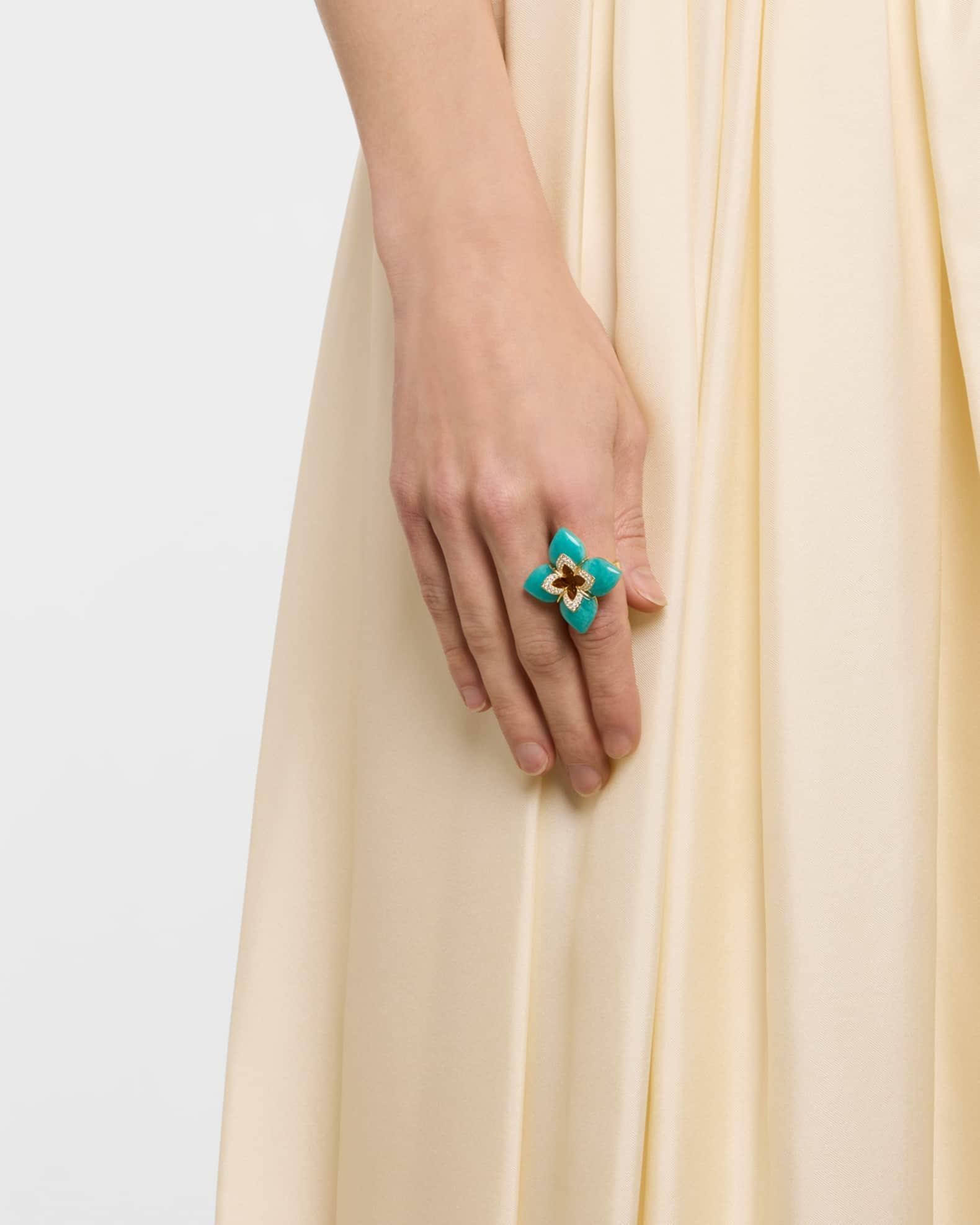 Souffle 18K Yellow Gold Diamond Venetian Princess Ring with Gemstones Product Image