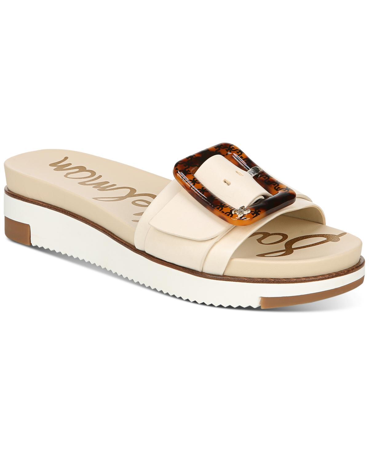 Sam Edelman Ariane Raffia Tortoise Buckle Detail Platform Slides Product Image