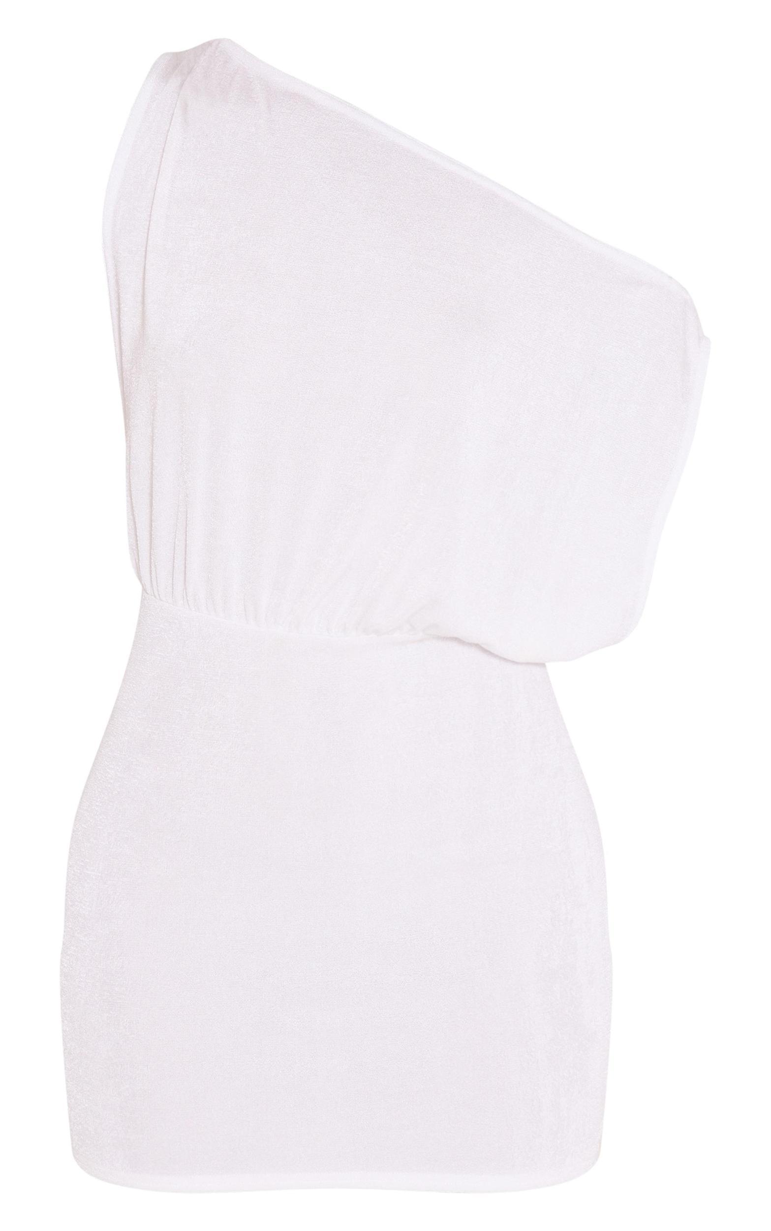 Cream Slinky Acetate Draped Side Bodycon Dress Product Image