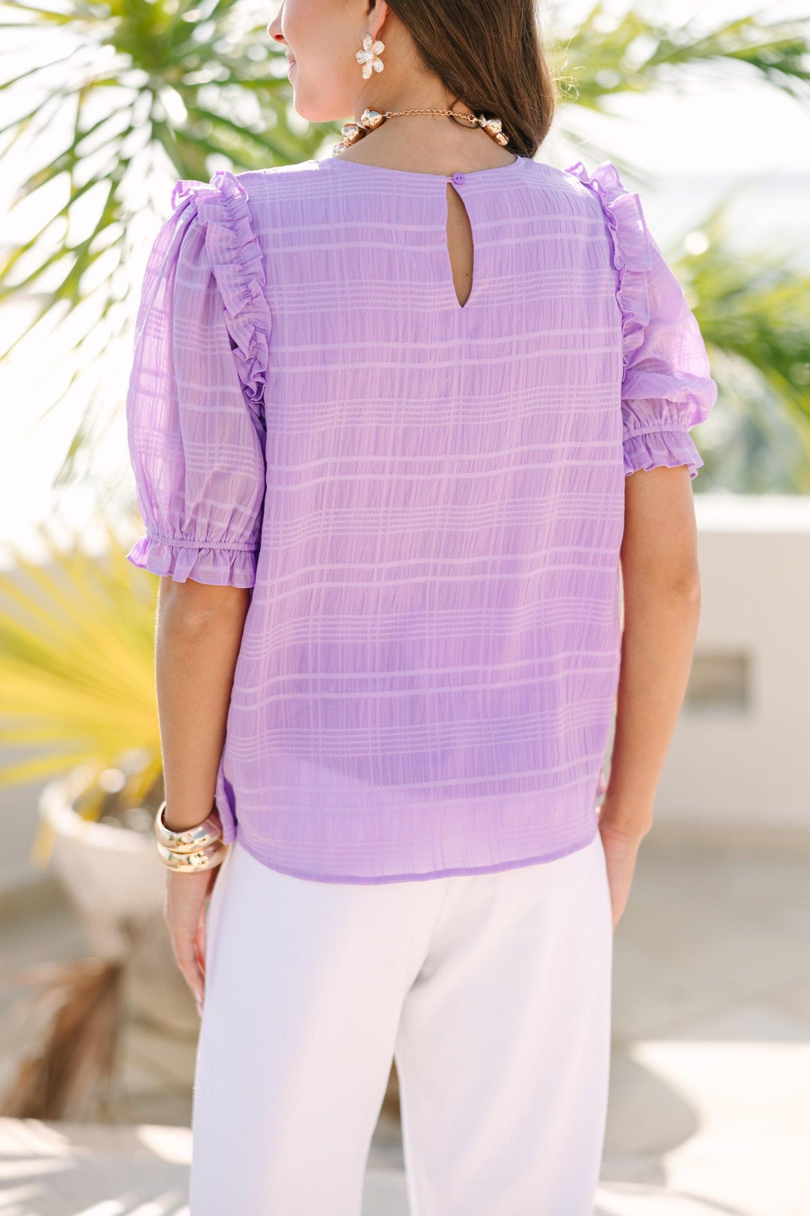 Glad To See You Lavender Purple Ruffled Blouse Female Product Image