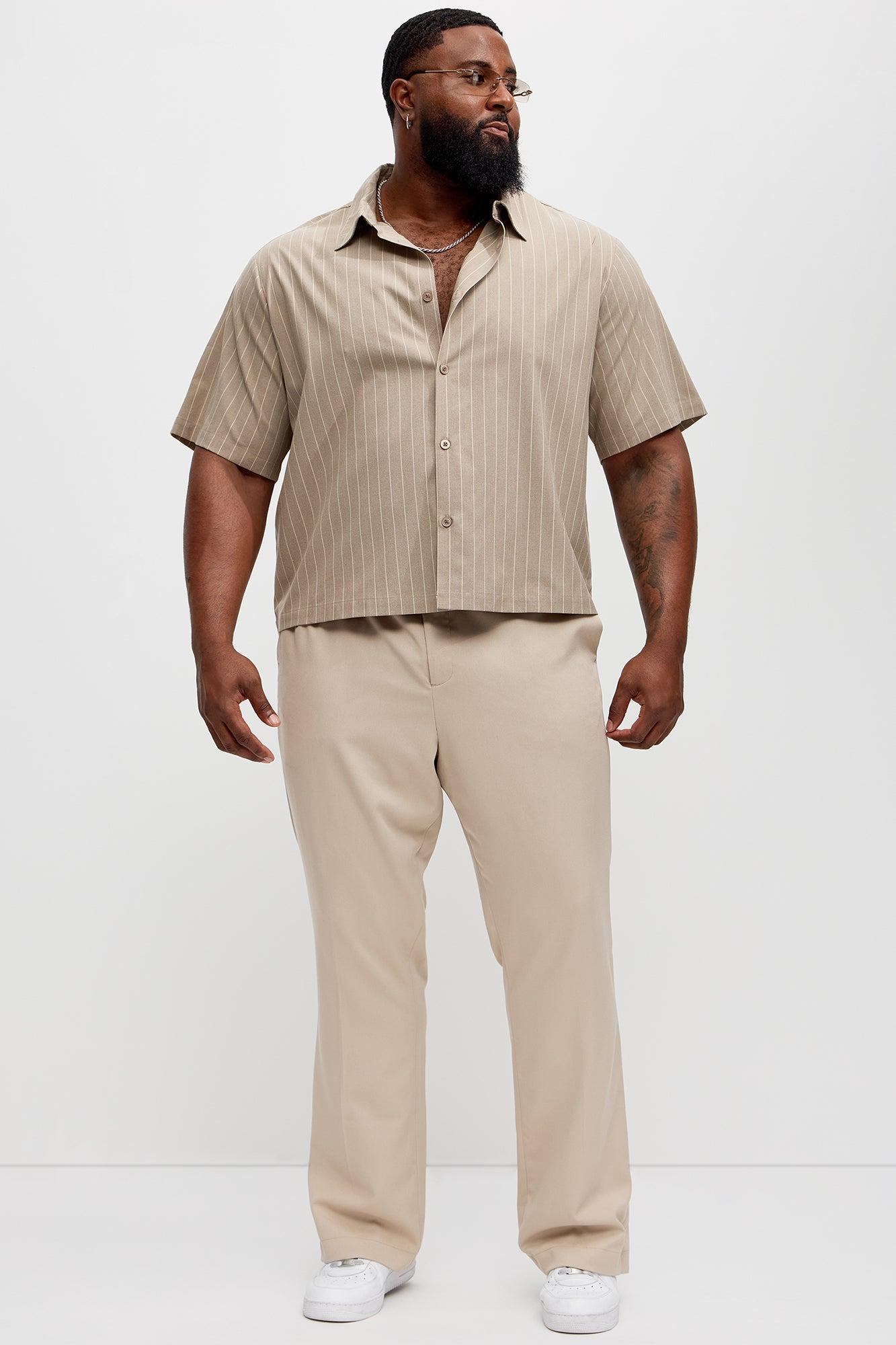Cropped Elmer Striped Button Up Shirt - Brown Product Image
