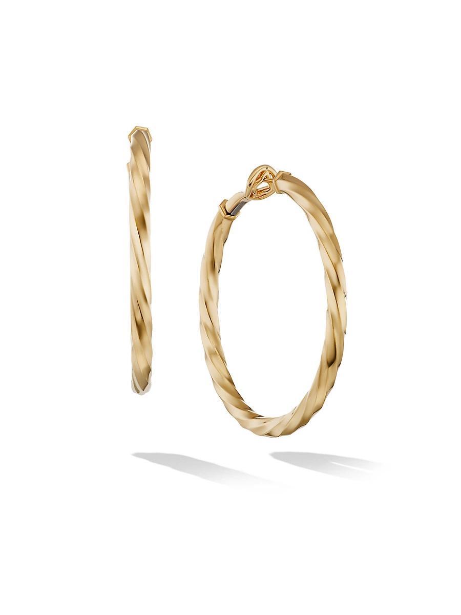 Womens Cable Edge Hoop Earrings In Recycled 18K Yellow Gold Product Image