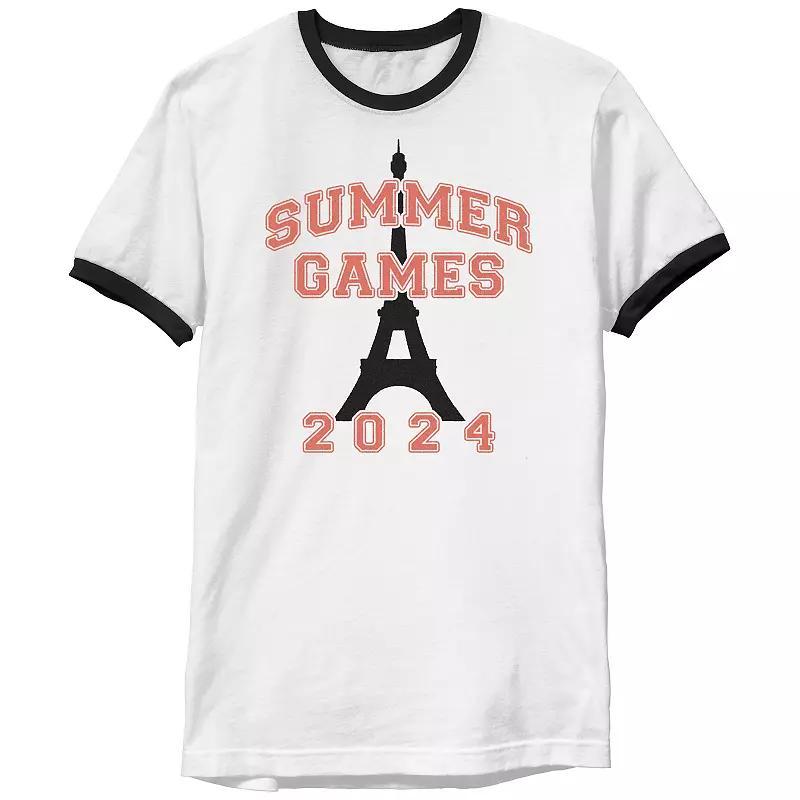 Men's Summer Games 2024 Ringer Graphic Tee, Size: XXL, White Black Product Image