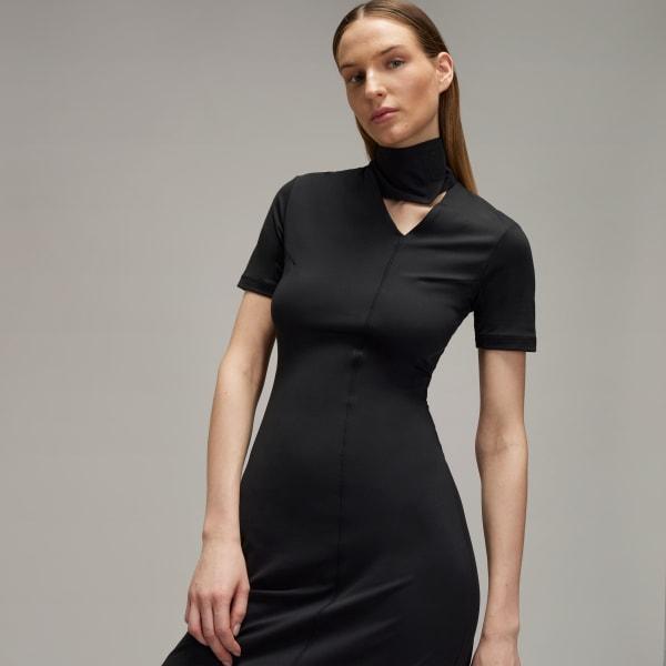 adidas Y-3 Fitted Neck Closure Dress Black 2XS Womens Product Image