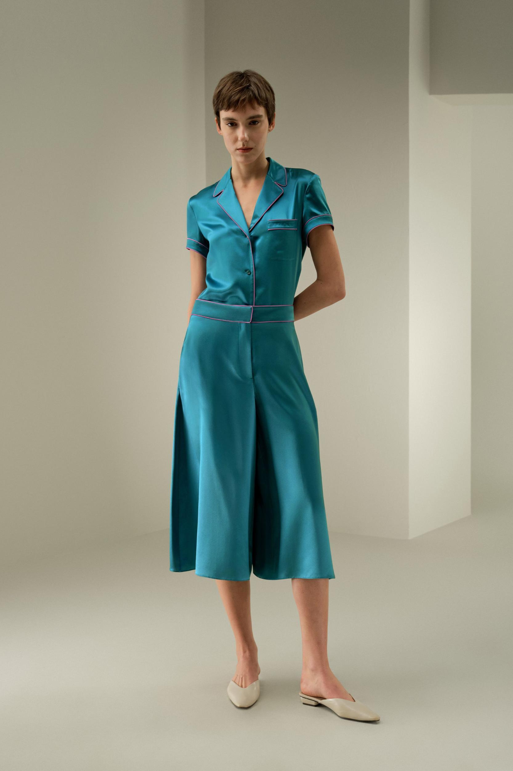 Contrast-Trimmed Silk Culottes Product Image