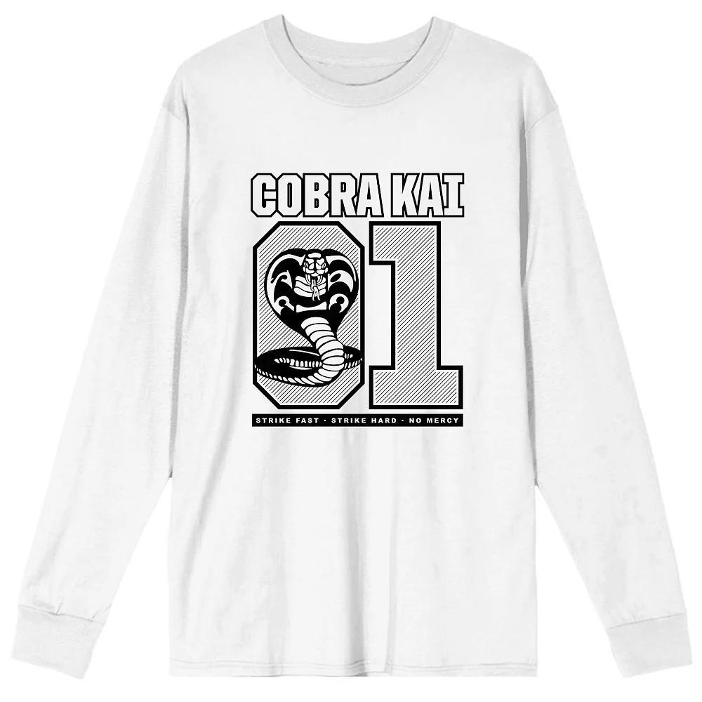 Men's Cobra Kai 01 Snake Logo Long Sleeve Tee, Size: Small, White Product Image