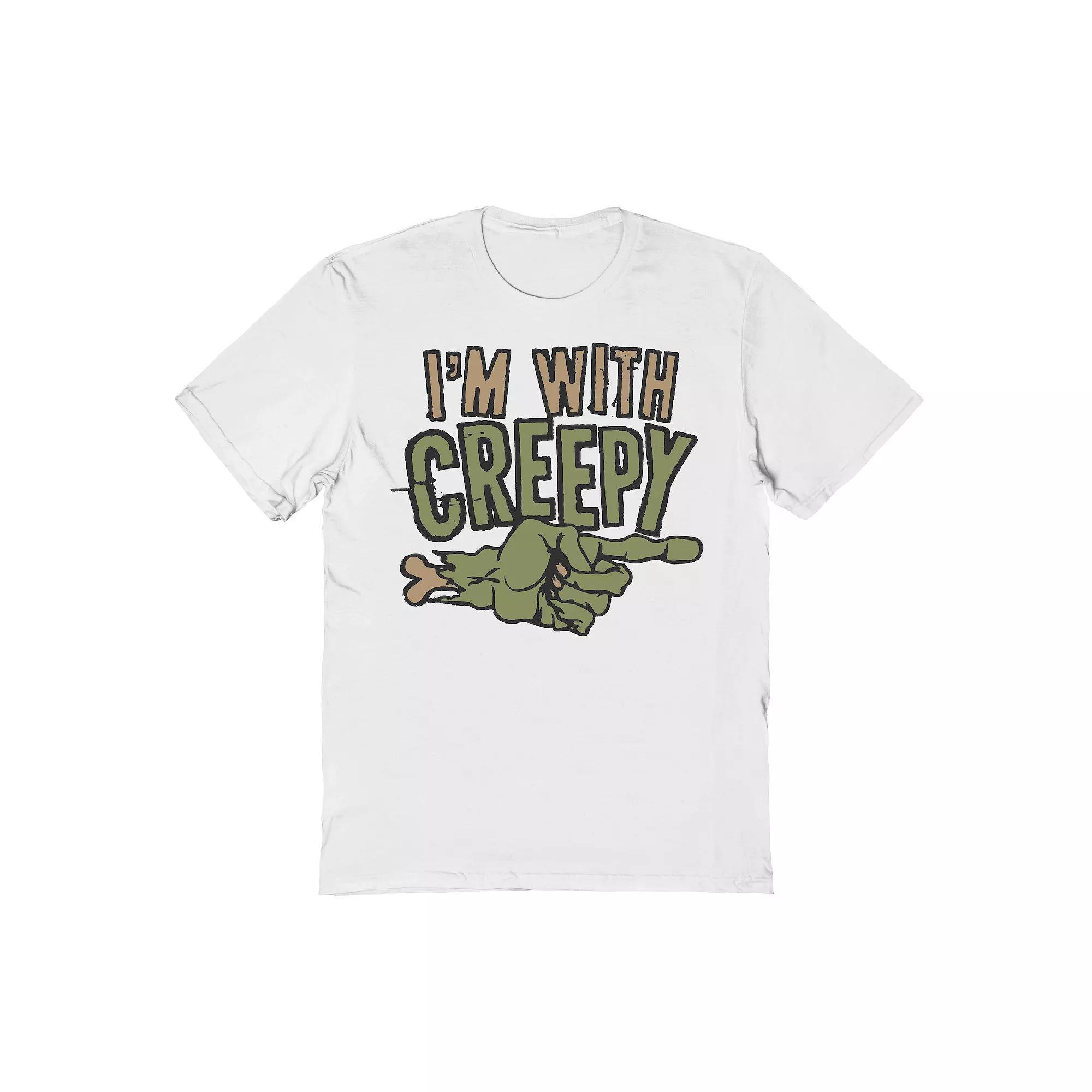 Men's I'm With Creepy Halloween Graphic Tee, Size: Large, White Product Image