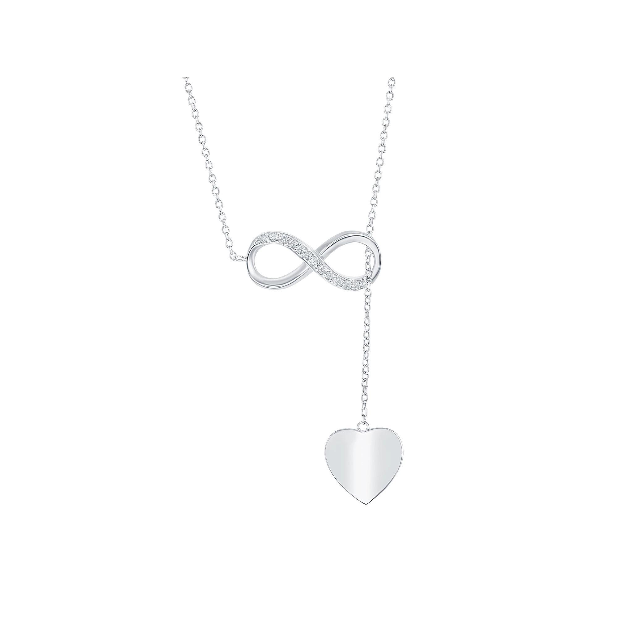 Sterling Silver Cubic Zirconia Infinity Heart Lariat Necklace, Women's, Size: 16-18" ADJ Product Image