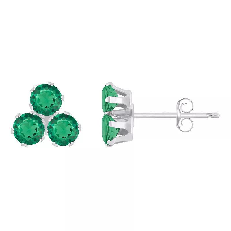 Celebration Gems 10k White Gold Round Lab-Created Gemstone Cluster Stud Earrings, Women's, Created Red Product Image