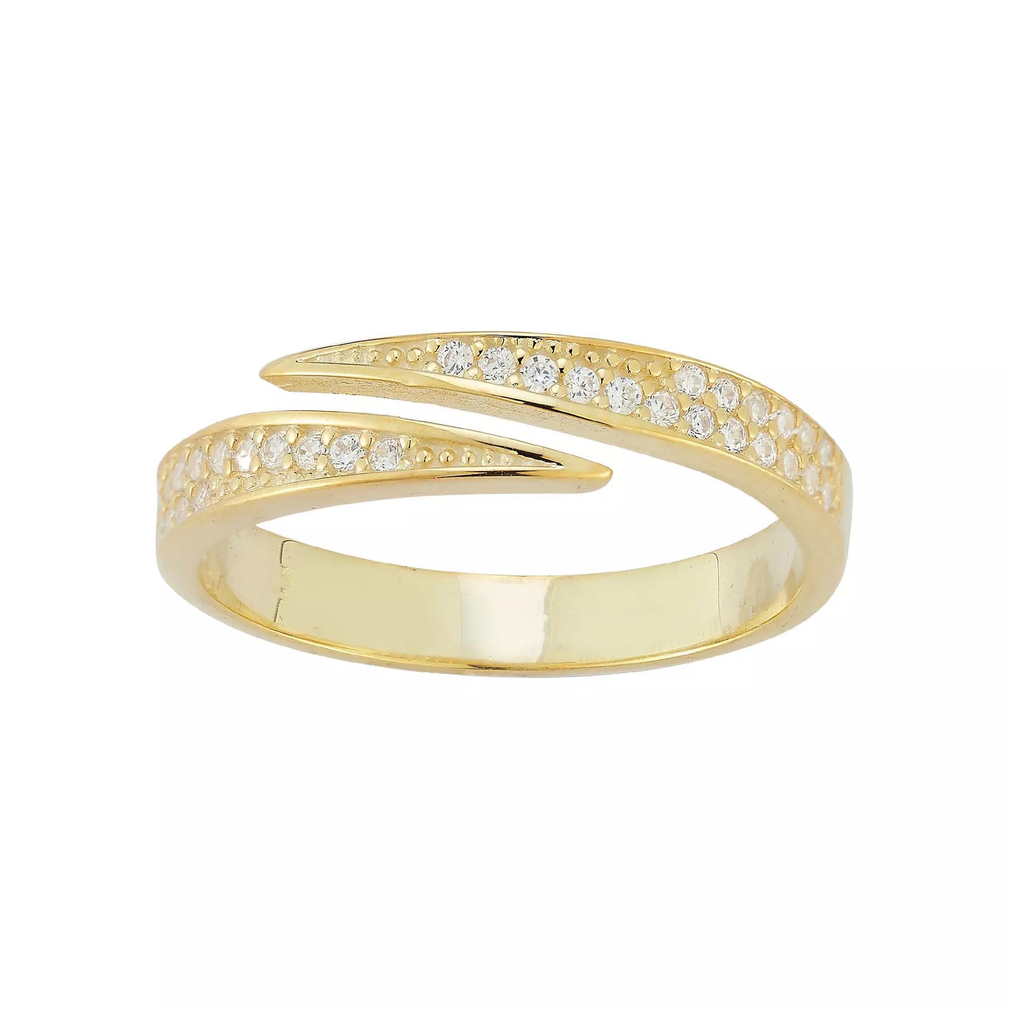 Sunkissed Sterling Sterling Silver Cubic Zirconia Bypass Ring, Women's, Size: 7, Gold Tone Product Image