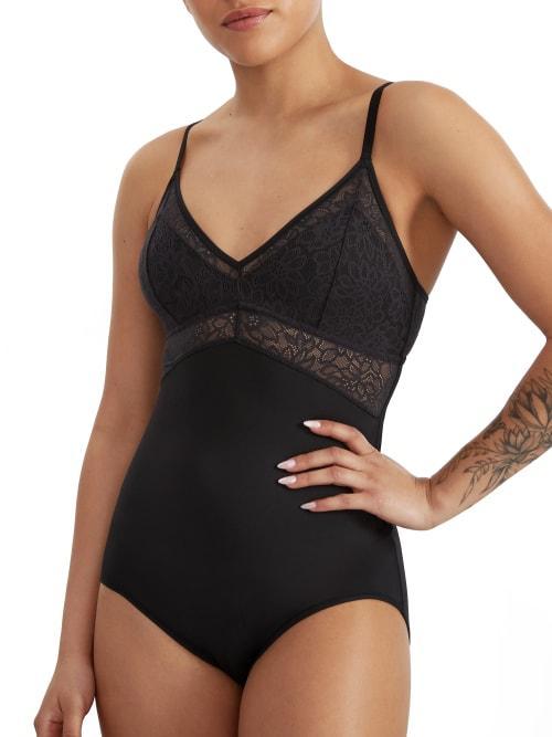 Women's Maidenform® Tame Your Tummy Firm Control Shapewear Lace Bodysuit DMS097, Size: Medium, Sandshell Product Image