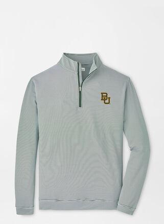 Peter Millar Mens Baylor Perth Sugar Stripe Performance Quarter-Zip | Color: Green / White | Size: 3XL Product Image