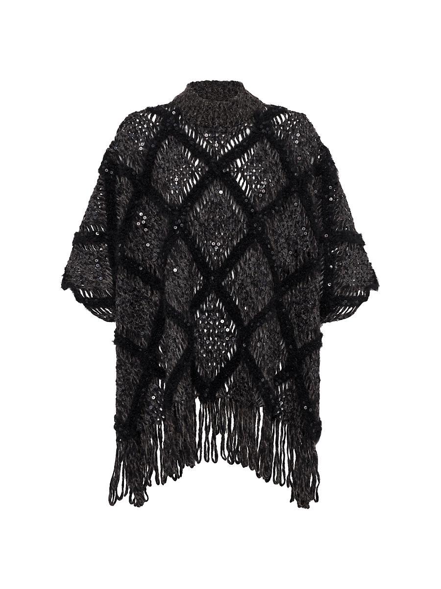 Womens Wool and Alpaca Knit Poncho Product Image