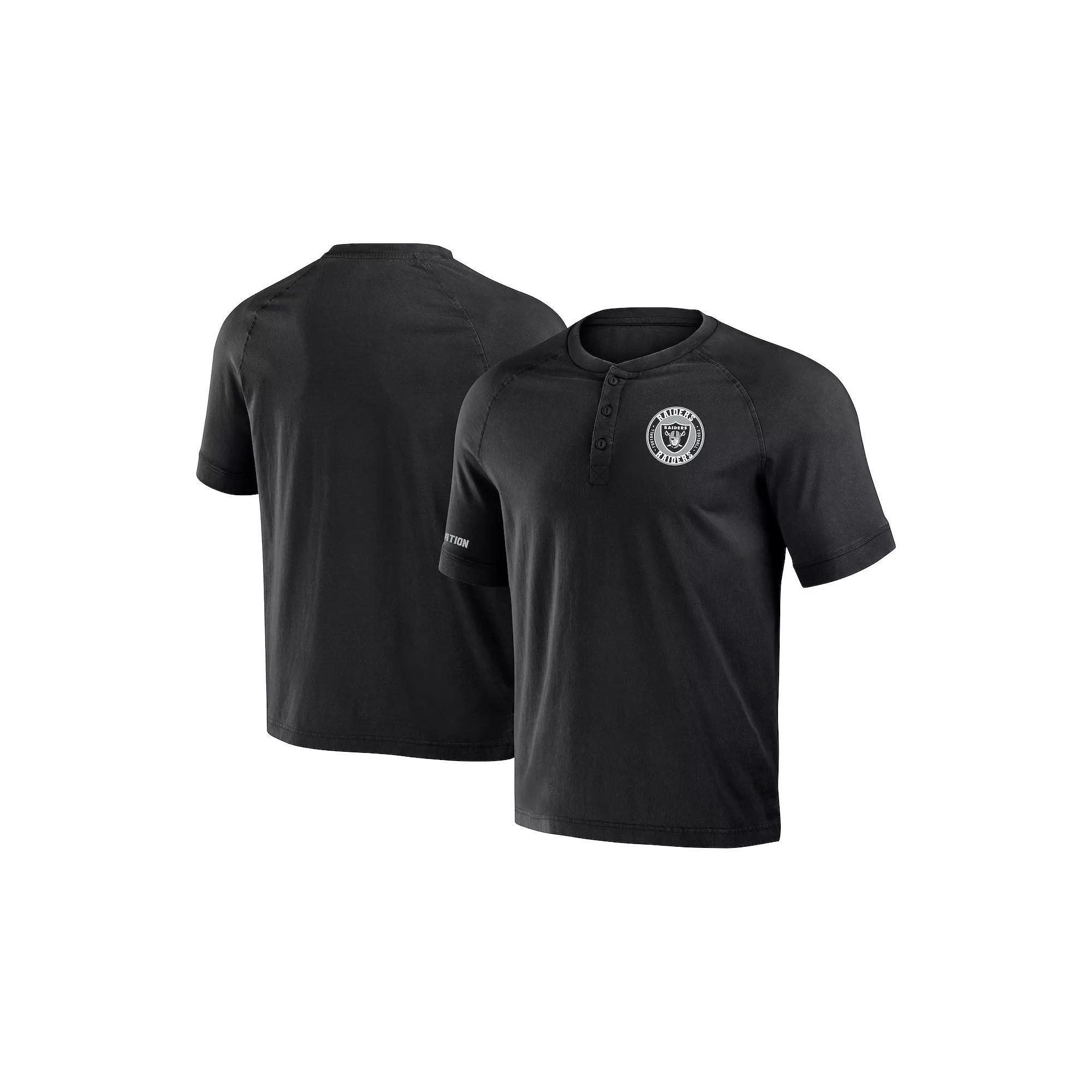 Men's NFL x Darius Rucker Collection by Fanatics Navy Denver Broncos Washed Raglan Henley T-Shirt, Size: Small, Blue Product Image