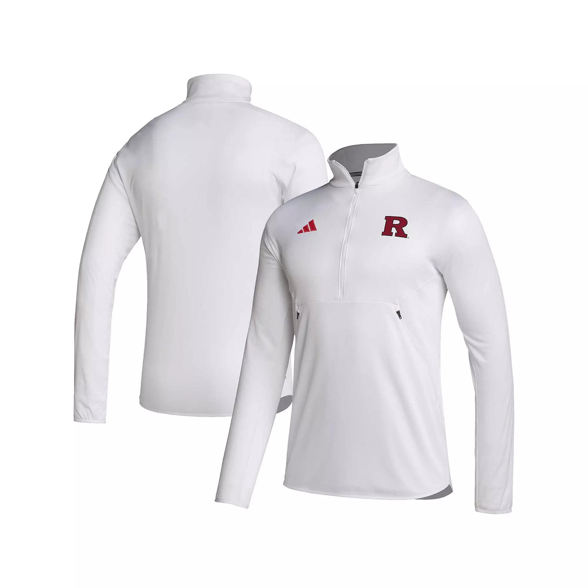 Men's adidas White Rutgers Scarlet Knights 2023 Sideline AEROREADY Half-Zip Top, Size: 2XL Product Image