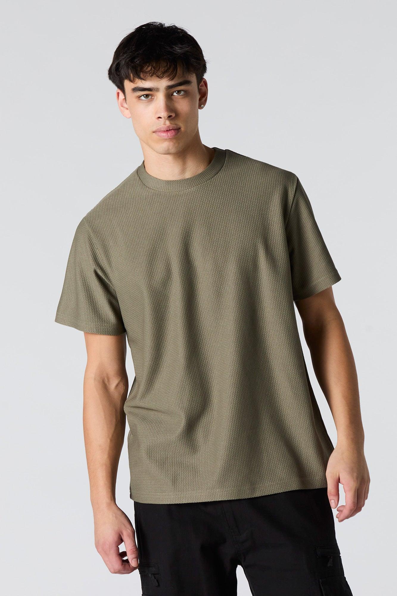 Textured Crewneck T-Shirt Male Product Image