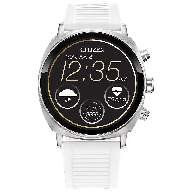 Citizen CZ Smart Touchscreen Unisex Stainless Steel Smart Watch with White Silicone Strap - MX100-28X, Gold Silver Product Image