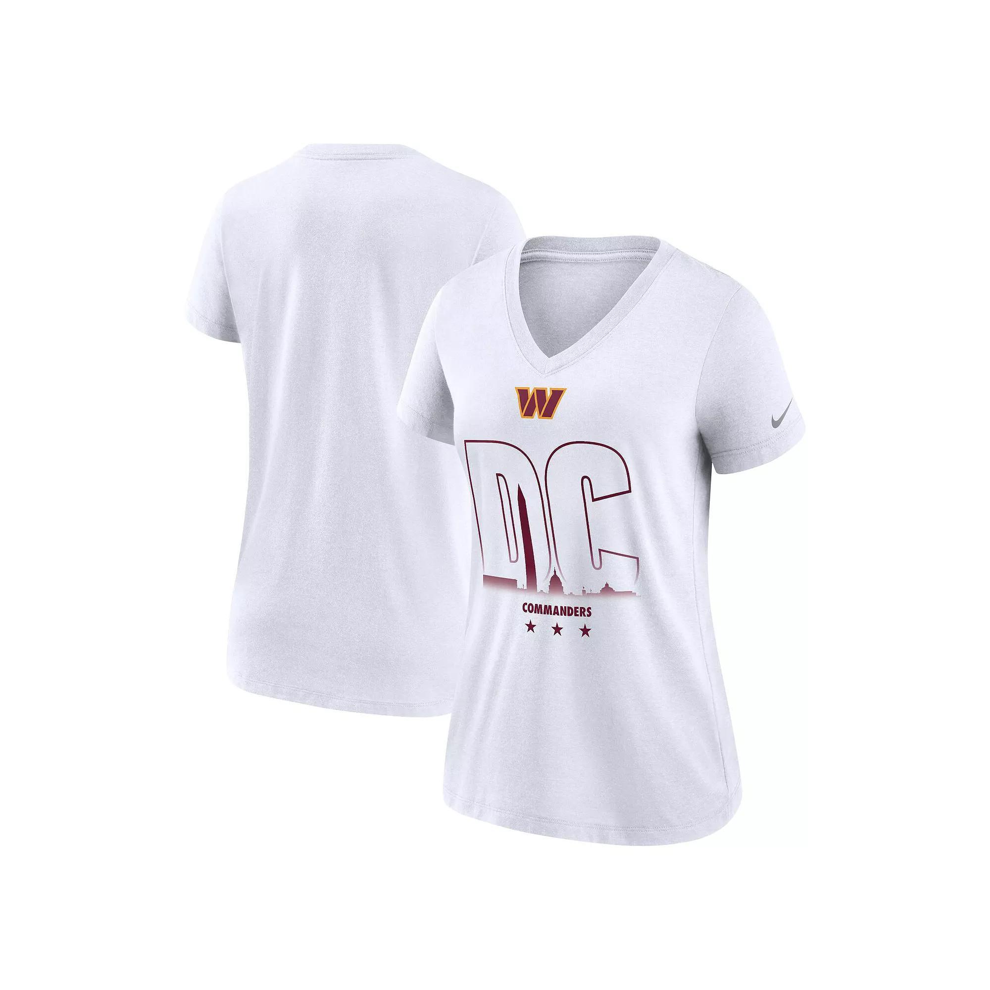 Women's Nike White Washington Commanders Tri-Blend V-Neck T-Shirt, Size: XL, Wft White Product Image