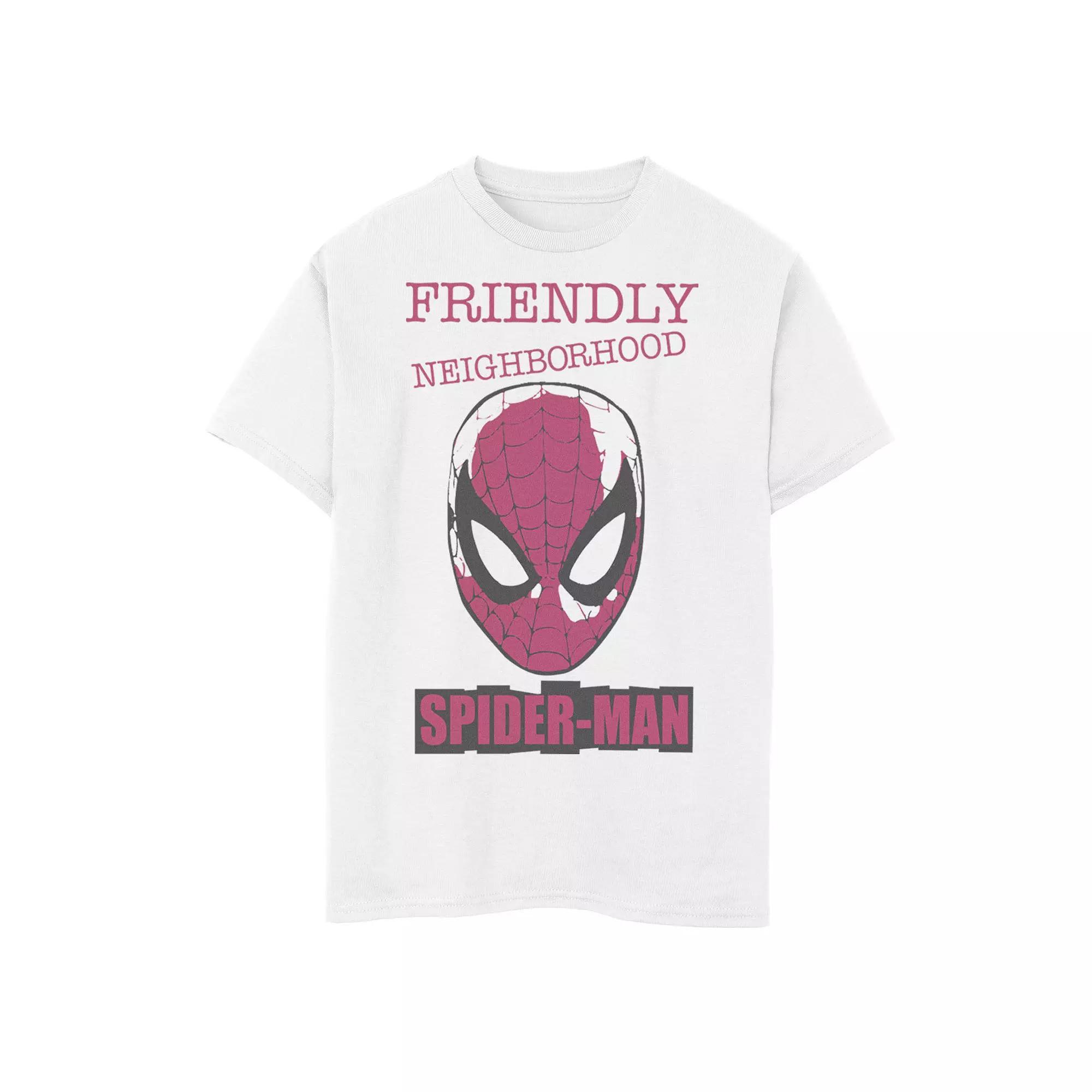 Boys 8-20 Marvel Spider-Man Friendly Neighborhood Front Face Portrait Graphic Tee, Boy's, Size: Medium, White Product Image
