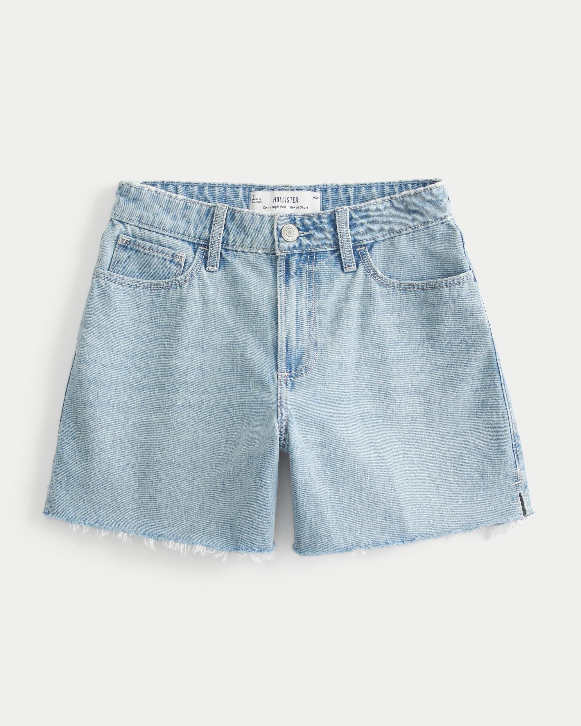 Curvy High-Rise Light Wash Relaxed Denim Shorts 5" Product Image