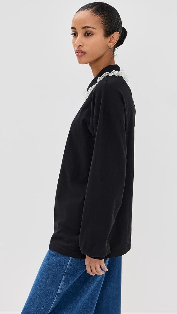 Tanner Fletcher Cletus Lace Trim Long Sleeve Polo | Shopbop Product Image