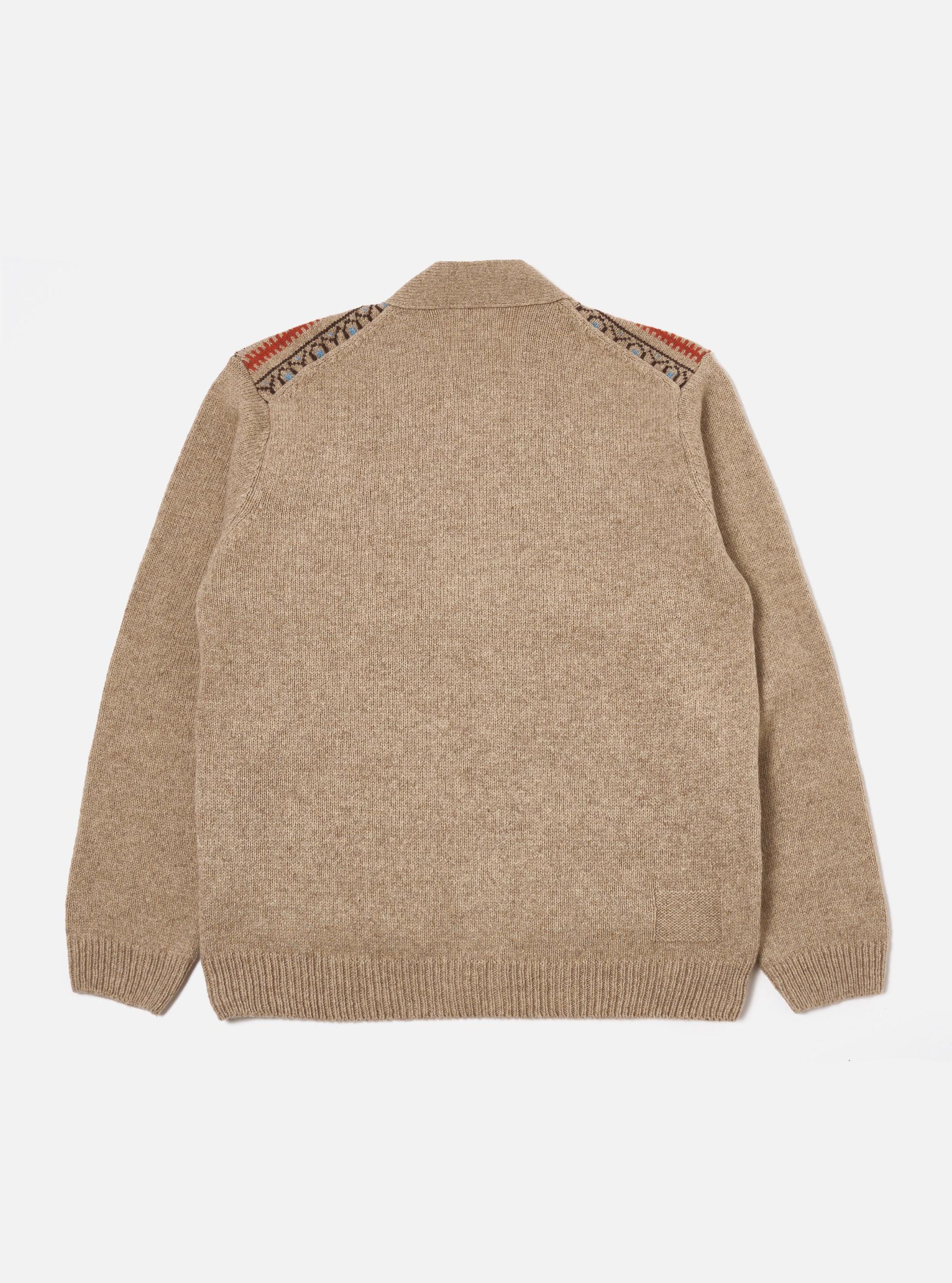 Universal Works Langdale Cardigan in Oatmeal Eco Wool Product Image
