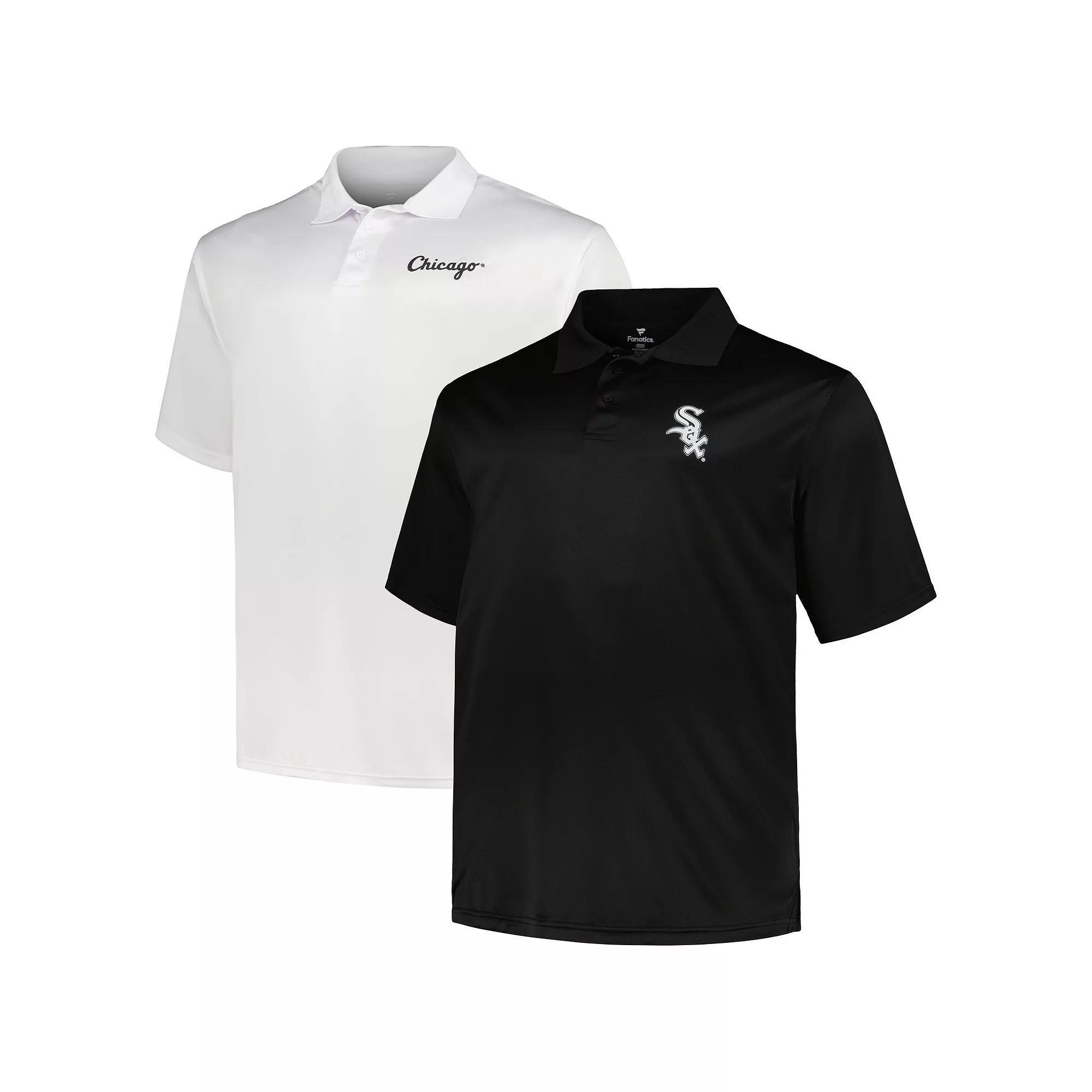 Men's Profile Black/White Chicago White Sox Big & Tall Two-Pack Solid Polo Set, Size: 4XB Product Image