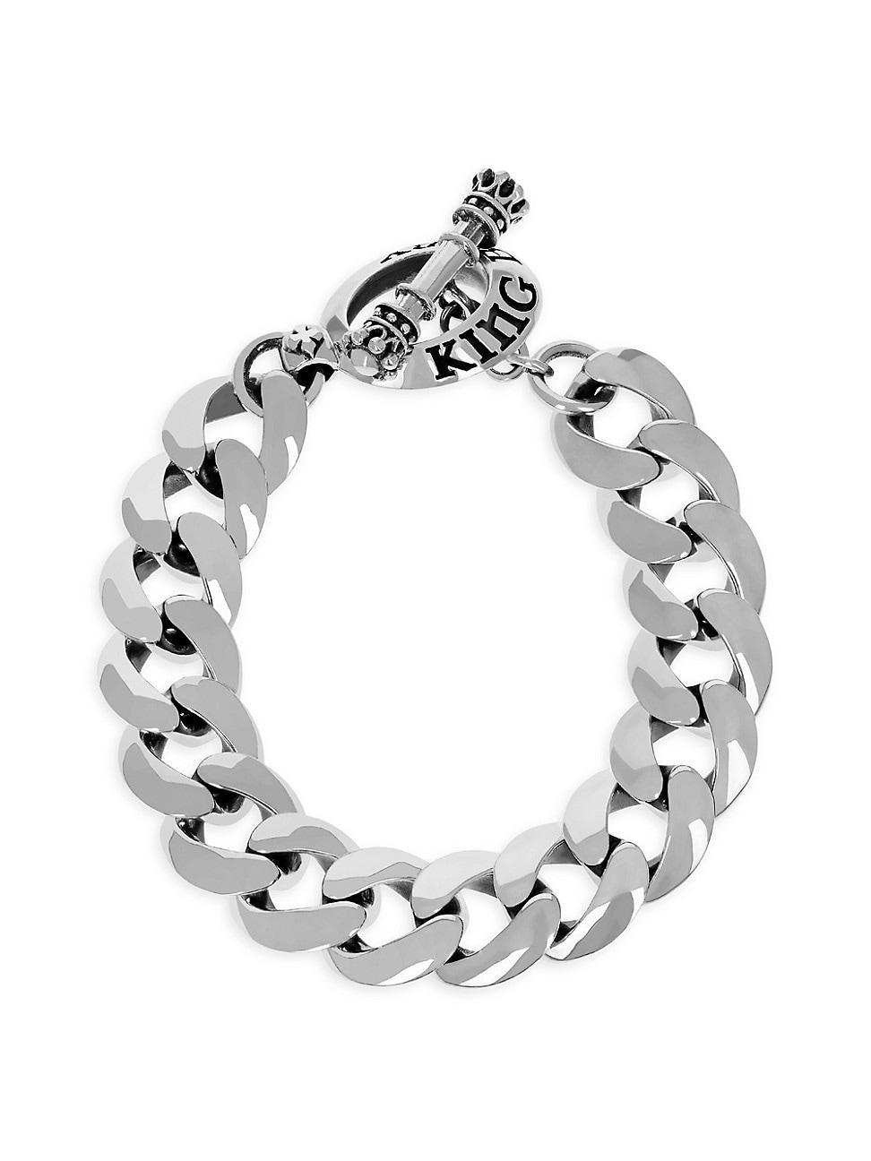 Mens Smooth Link Sterling Silver Bracelet Product Image