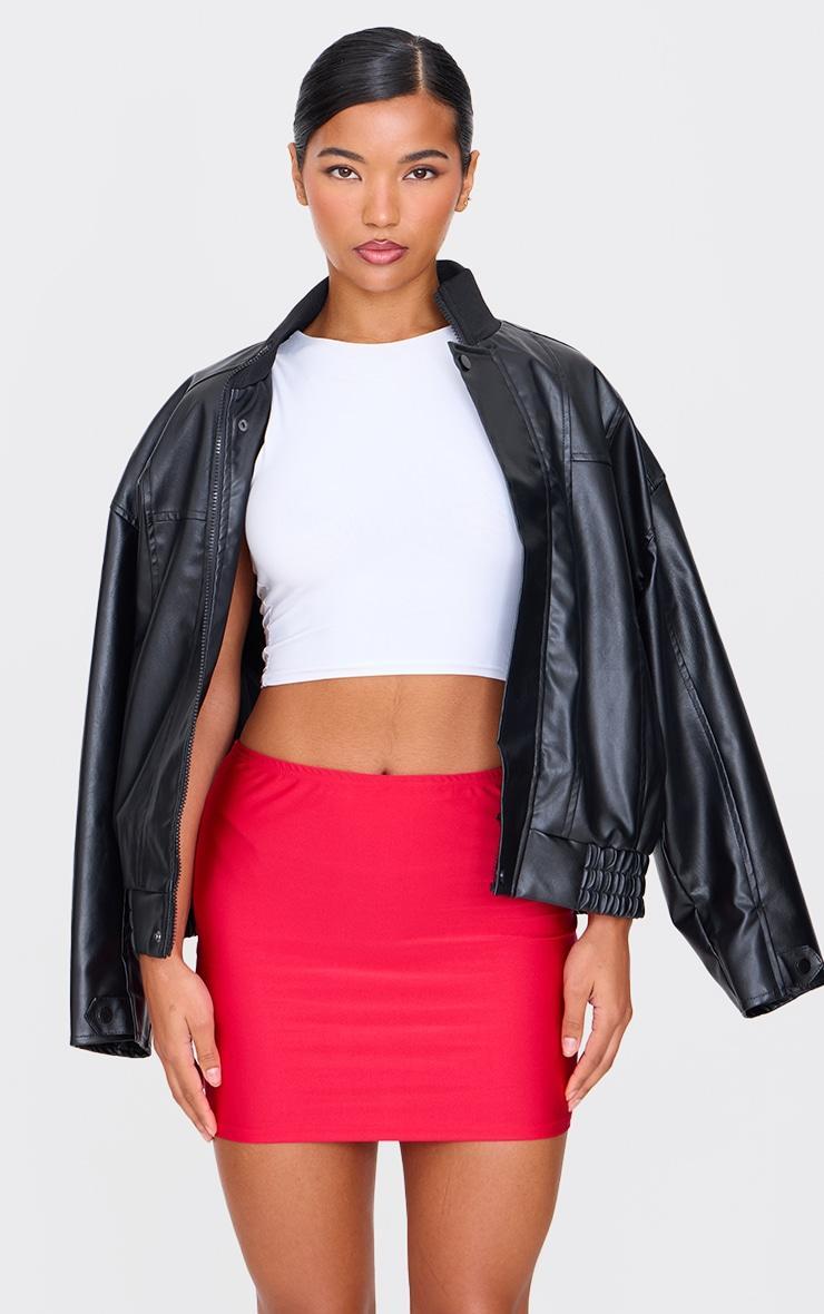 Burgundy Diamante Cherry Detail Jersey Mini Skirt Product Image