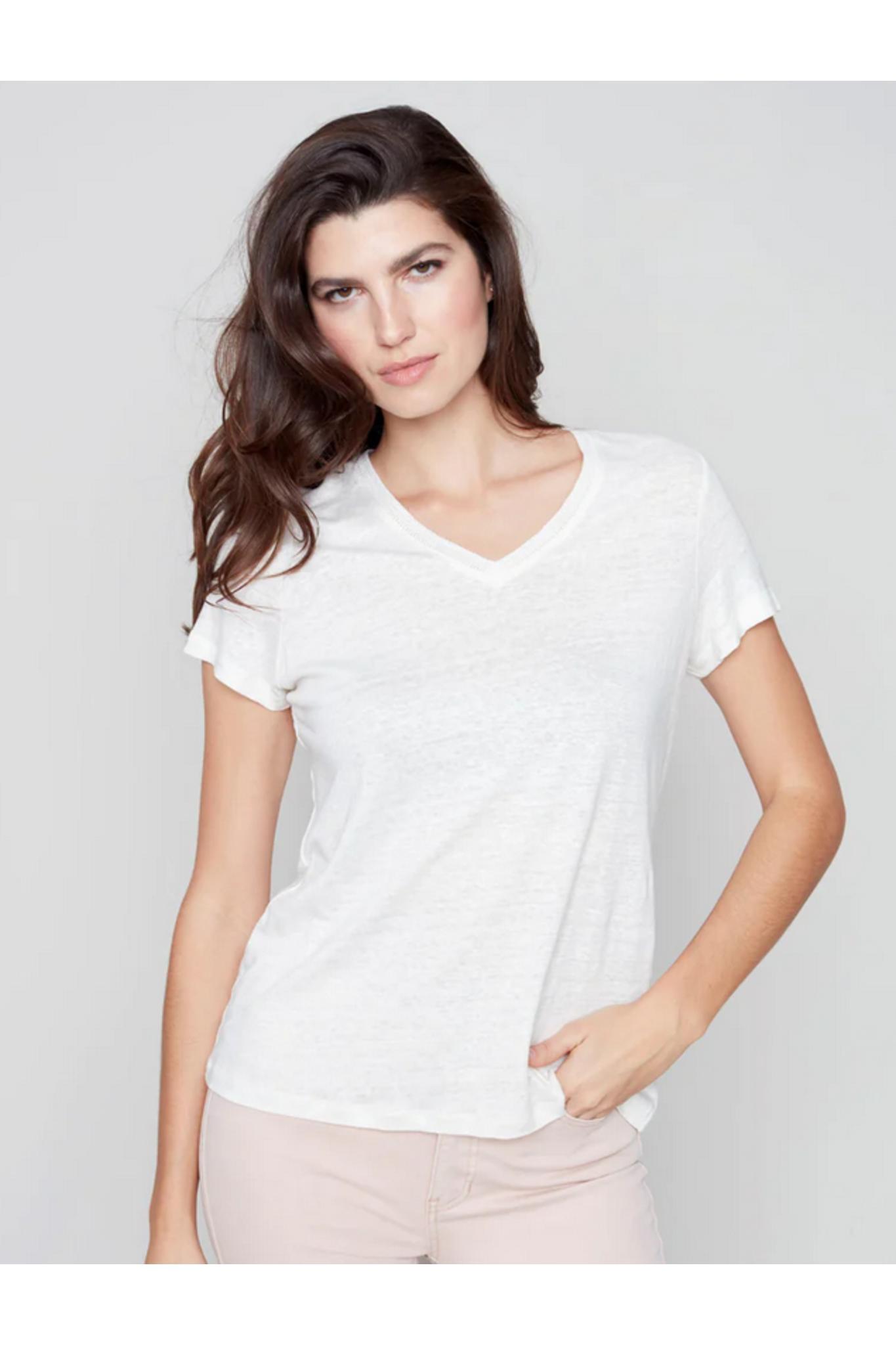 Linen v neck top Product Image