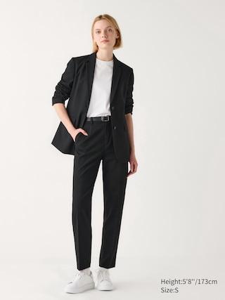 Womens Smart Ankle Pants 2-Way Stretch Tall Black Large UNIQLO US Product Image