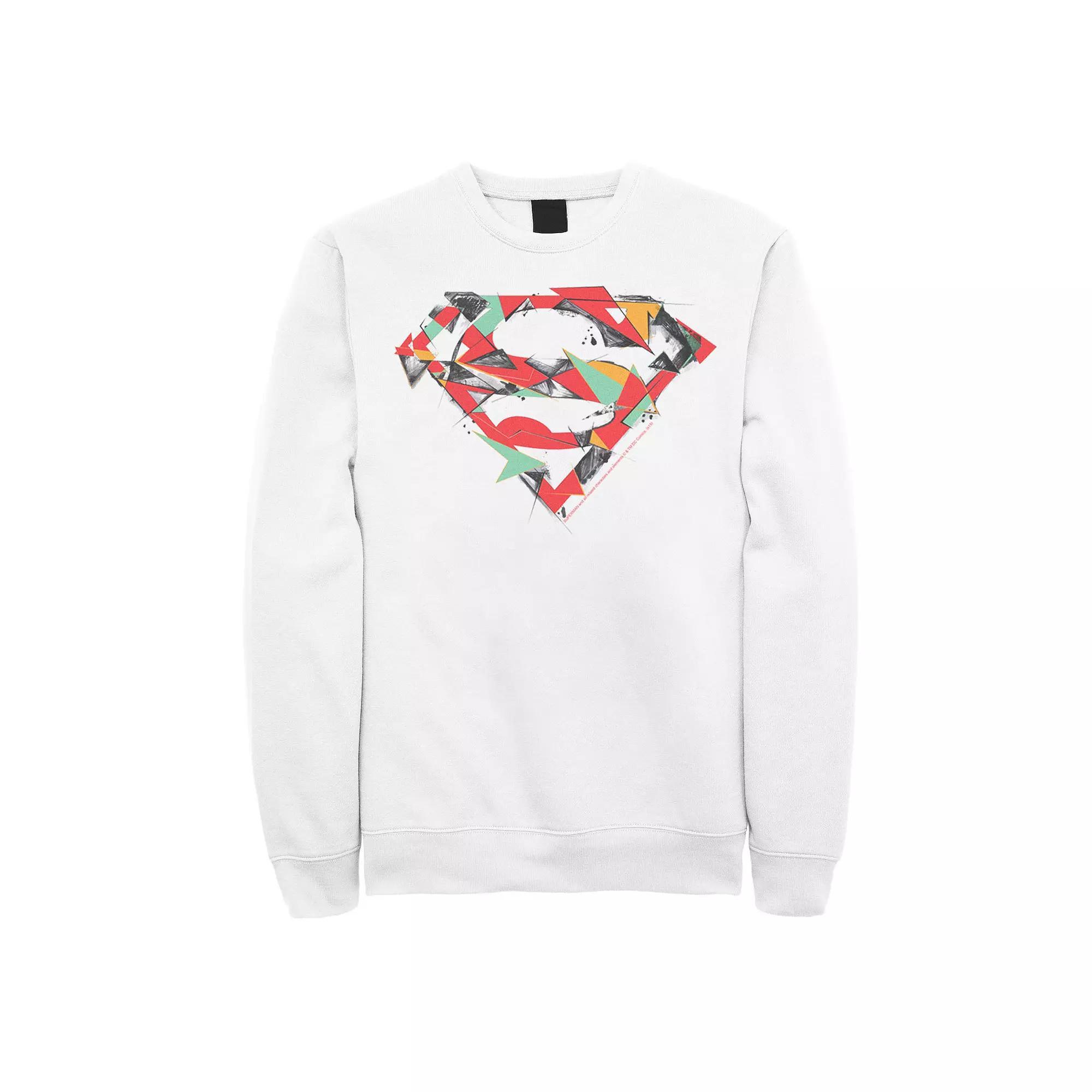Men's DC Comics Superman Polygon Chest Logo Fleece Sweatshirt, Size: XL, White Product Image