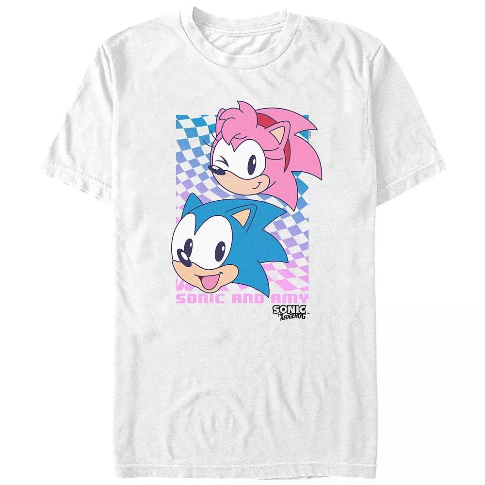 Men's Sonic The Hedgehog Sonic And Amy Graphic Tee, Size: XL Tall, White Product Image