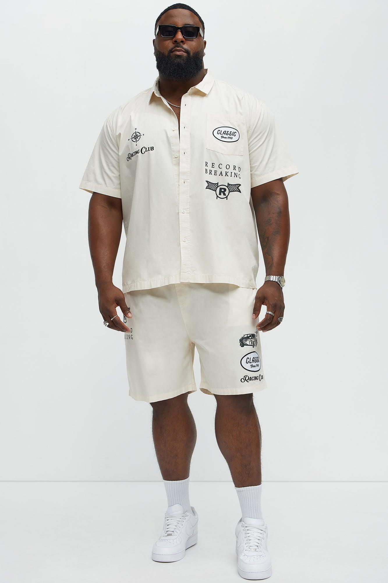 Racing Club Short Sleeve Button Up Shirt  - Cream Product Image