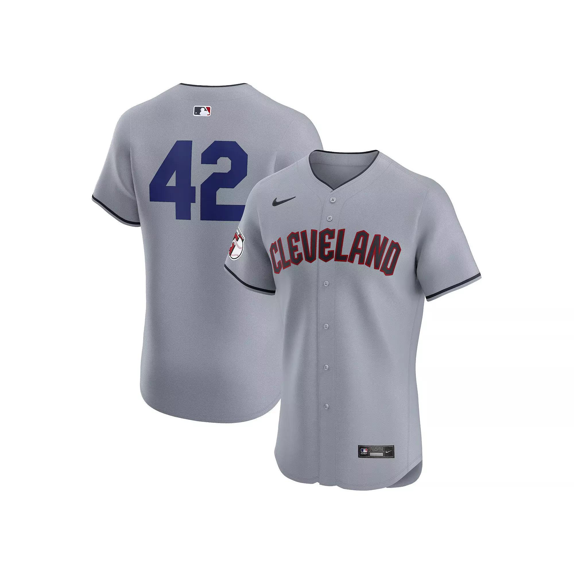 Men's Nike Gray Cleveland Guardians Road 2024 Jackie Robinson Day Elite Jersey, Size: 44, Grd Grey Product Image