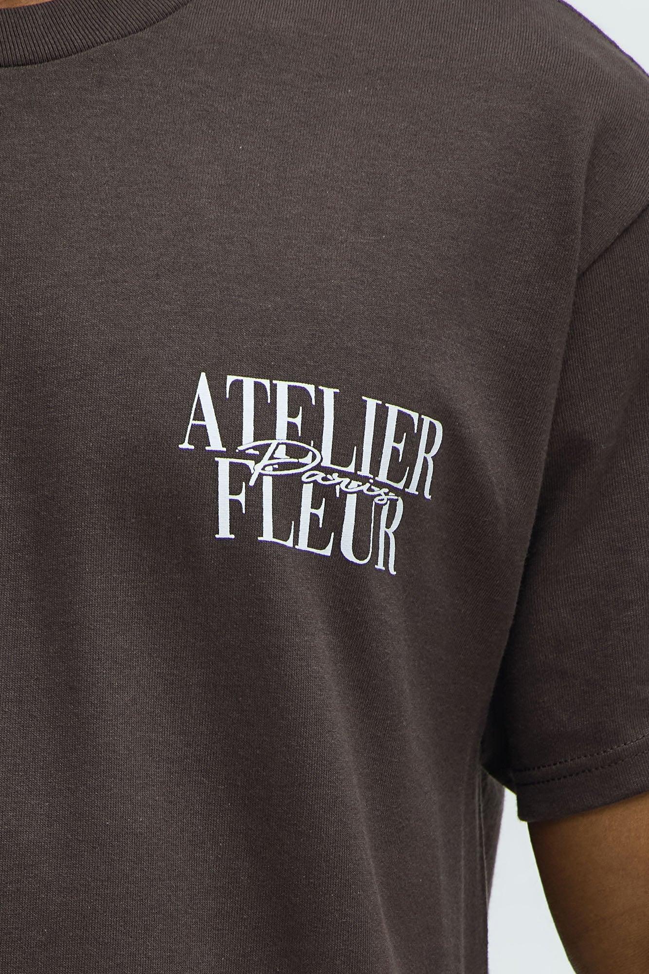 Atelier Fleur Paris Timeless Short Sleeve Tee - Brown Product Image