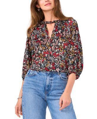 Vince Camuto Womens Printed 3/4-Sleeve Top Product Image