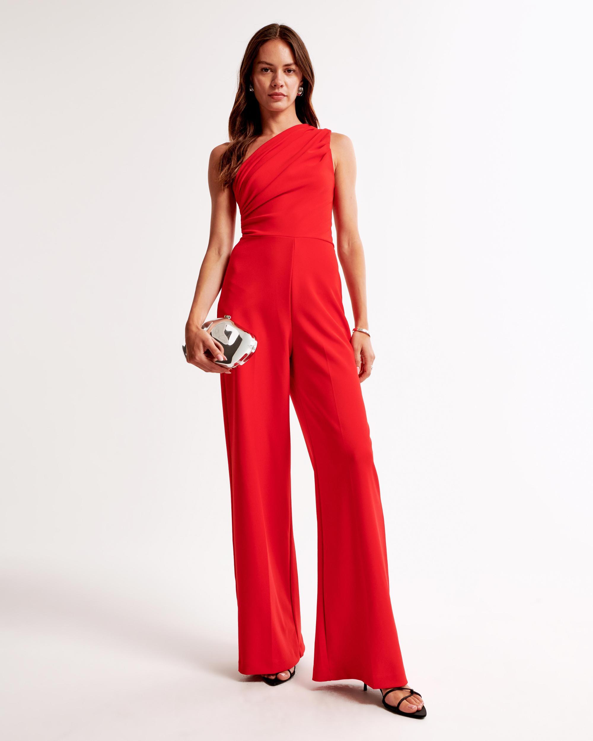 One-Shoulder Crepe Jumpsuit Product Image