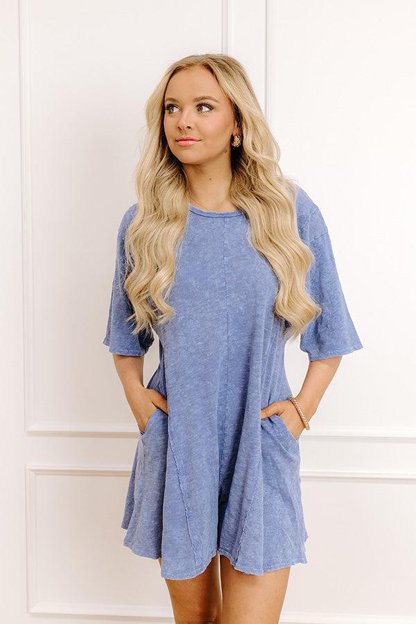 Casual Convo Vintage Wash Romper in Periwinkle Product Image