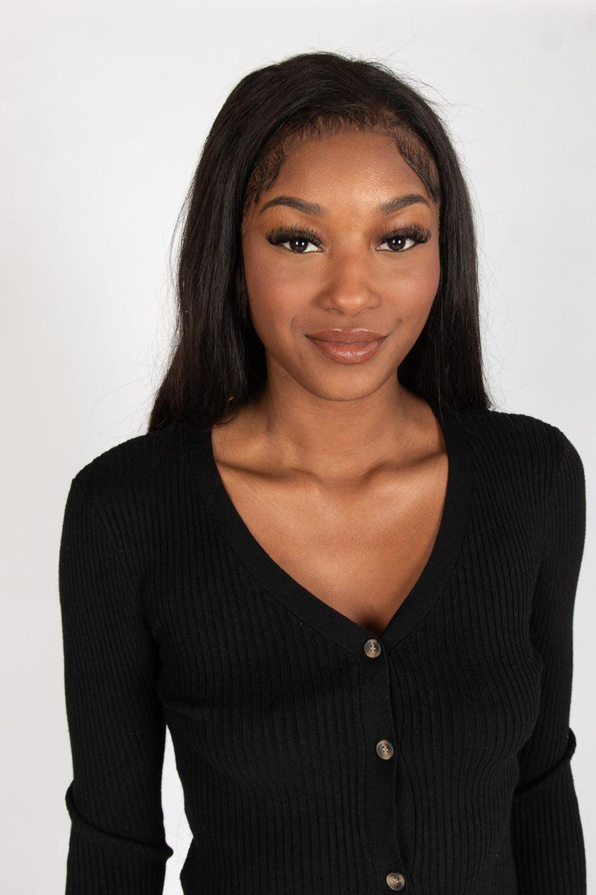 Basic Black Knit Cardigan Product Image