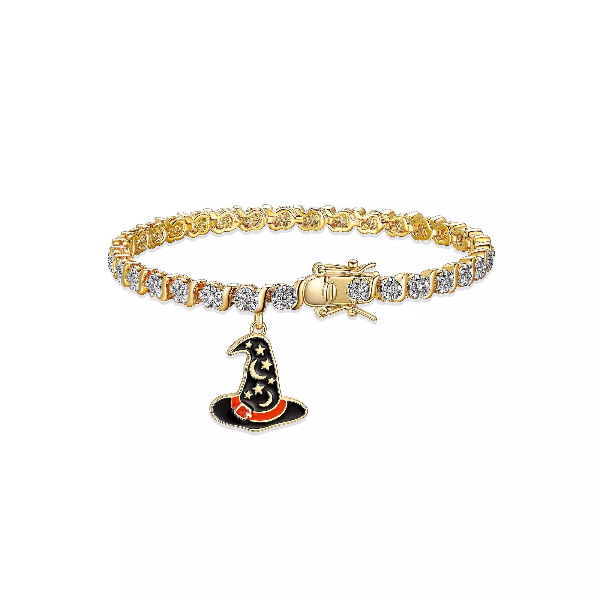 Sarafina Diamond Accent Witch Hat Charm Bracelet, Women's, Size: 7.25", Silver Tone Product Image
