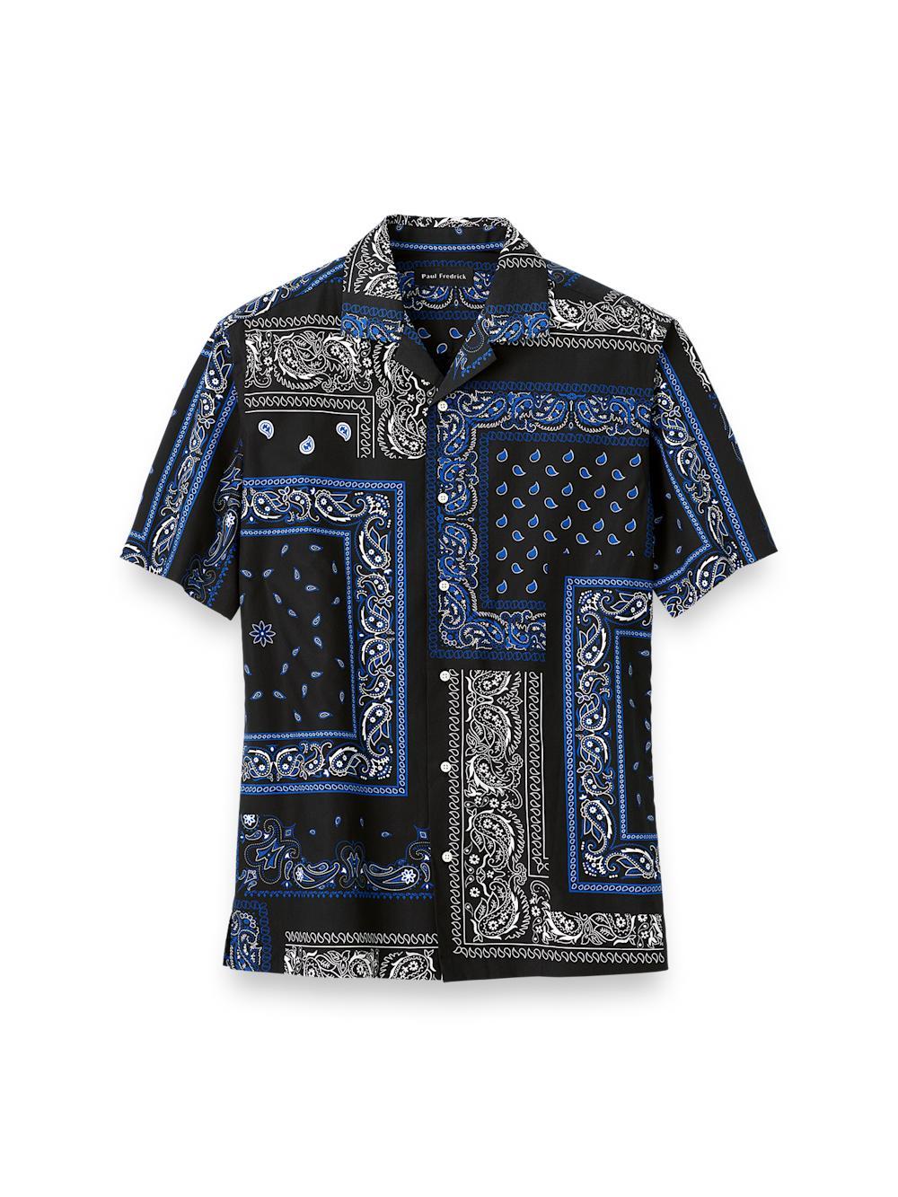 Cotton Paisley Print Casual Shirt - Black Product Image