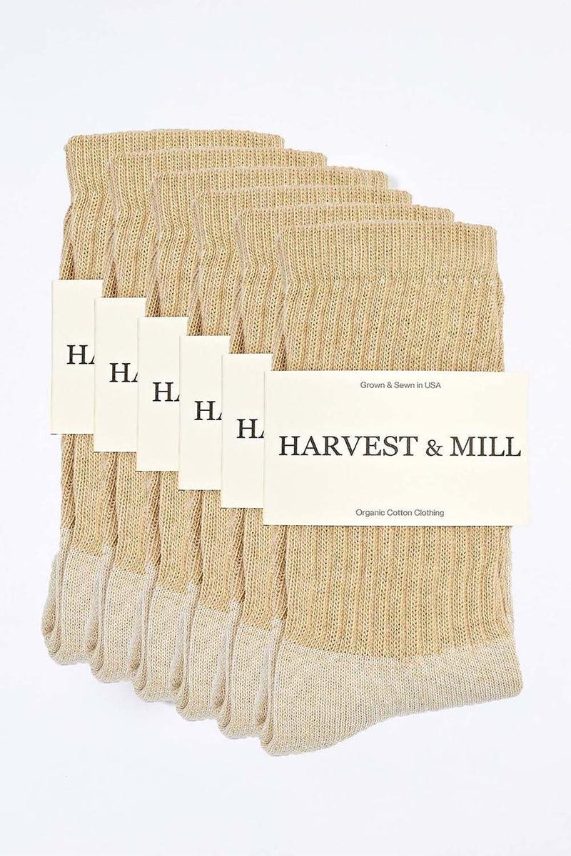 Women's 6 Pack Organic Cotton Socks Tan-Green Crew Product Image